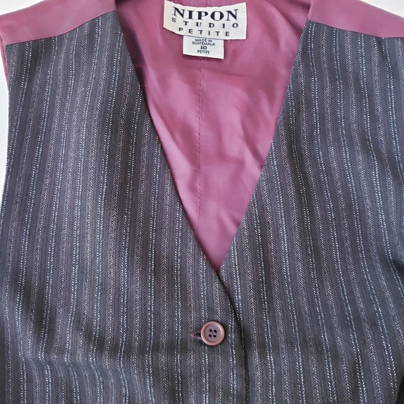 Vintage Nipon Studio Gray Pinstripe Vest - Picture 6 of 10
